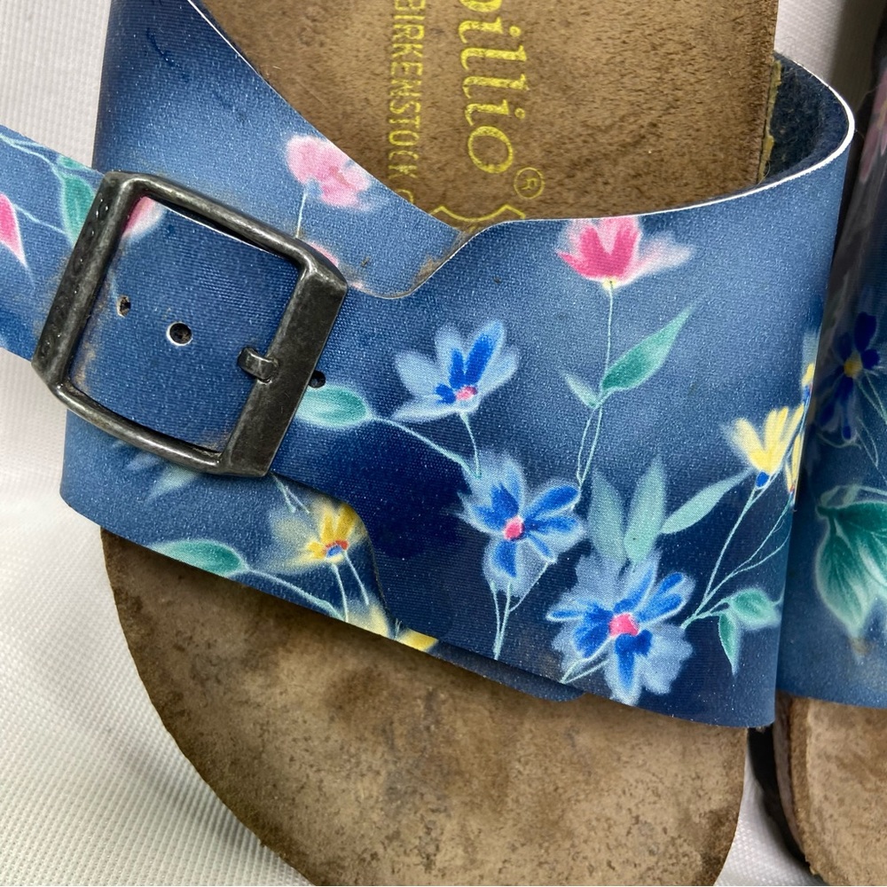 Papillio Sz 38/7/7.5 N Blue Slide Birko-flor flower floral Women Sandals - Picture 2 of 7